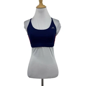 Adidas Sports Bra Womens S Small Pink Navy Reversible Scoop Neck Adjust Y Back - Picture 1 of 15