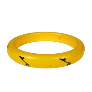 Musical Notes Bangle Plastic Bracelet Jewelry Yellow Black Music - Picture 1 of 7