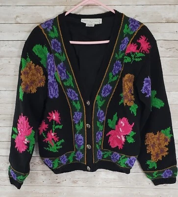 Cárdigan Suéter Adrienne Vittadini Abotonado Para Mujer Grande Tejido Forrado Boho De Colección Foto 1 de 4