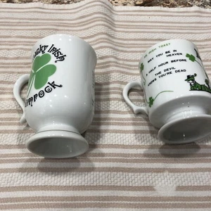 2 Irish Coffee Cups "Lucky Irish Shamrock" - Picture 1 of 11