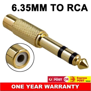 Gold Plated 6.35mm 1/4" Male to RCA Female 6.5mm Adapter Connector Sound Mixer - Picture 1 of 5