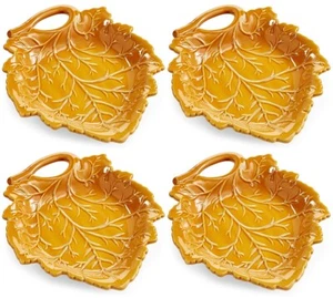 Martha Stewart Collection Harvest Leaf Appetizer Plates, Caramel Brown (Set 4) - Picture 1 of 1