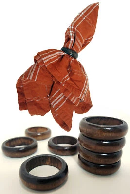 Набор из 4 колец для салфеток из бамбука - отделка темным натуральным деревом - Изображение 1 из 4