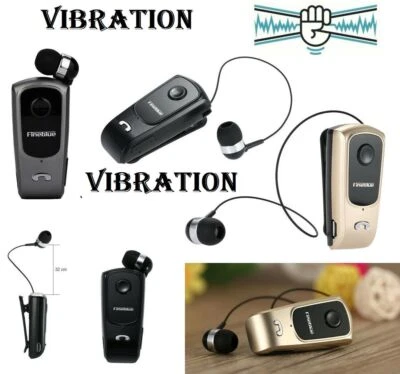 AURICOLARE CUFFIE BLUETOOTH RETRATTILE WIRELESS CLIP con VIBRAZIONE iOS Android - Immagine 1 di 2