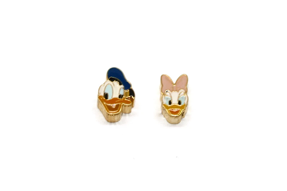 2 piezas Dijes Bracciale Disney Donald Daisy Duck acero inoxidable chapados en oro Foto 1 de 1