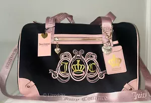 NEW! NWT JUICY COUTURE Juicy Lovers Club Weekender Travel Bag Black/Pink Diamond - Picture 1 of 8