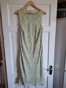 VINTAGE DOROTHY PERKINS Yellow Green Paisley Chiffon Midi Dress Size 14 16 Y2K - Picture 1 of 6