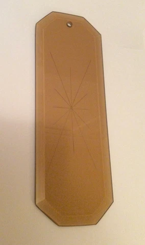 8 Vintage CLEAR Beveled AMBER GLASS Chandelier panels w/ Cut Starburst Pattern Cover