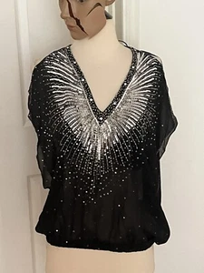 Roberto Cavalli Sequined Silk Top 44/10 NWT - Picture 1 of 12