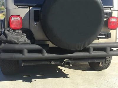 ДЛЯ JEEP WRANGLER 88-06 ЧЕРНЫЙ ИЗ НЕРЖАВЕЮЩЕЙ СТАЛИ ДВОЙНОЙ БАР ЗАДНИЙ БАМПЕР ПРОТЕКТОР ПРЕДОХРАНИТЕЛЬ - Изображение 1 из 4