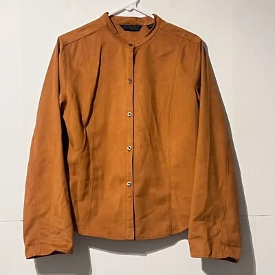 Camisa Express Vintage Mujer Talla 13/14 Marrón Gamuza Banda Cuello Abotonada Foto 1 de 4