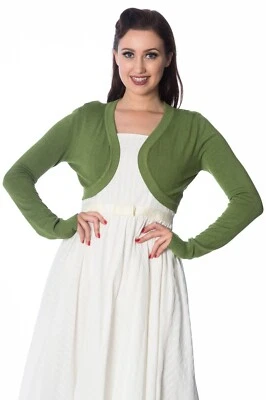 Apple Green Rockabilly Vintage Pinup Flickers Bolero Shrug Cropped Top BANNED - Image 1 of 2