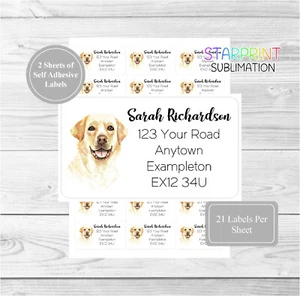 Labrador Retriever (gelb) 42 personalisierte Hunde Adressetiketten/Retourenaufkleber - Bild 1 von 1