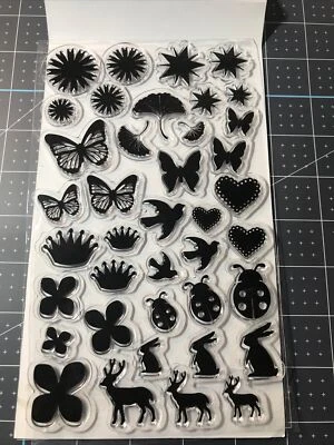 Martha Stewart Clear Stamps Hearts Butterflies Lady Bug Deer 40 pcs - Image 1 of 4