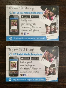 GENUINE HP Social Media Snapshots 2 Packs 4”x6” Photo Paper 50 Each NEW SEALED! - Picture 1 of 3