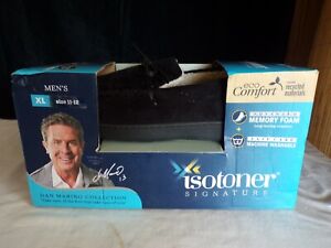 (D) Isotoner Men's Memory Foam Slippers Black Size XL - 11-12