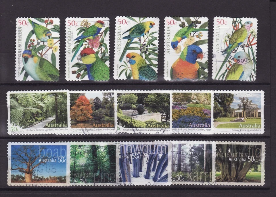 AUSTRALIA 2005 AUSTRALIAN PARROTS, NATIVE TREES 2007 BOTANICAL GARDENS SETS - Image 1 of 1