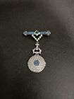 Ross Simons Sterling Silver Blue Green & Clear Cubic Zirconia CZ Locket Pin