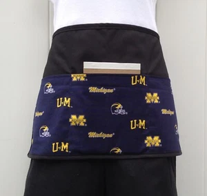 Sport Black Michigan Football waitress waist apron 3 pocket restaurant - Picture 1 of 4
