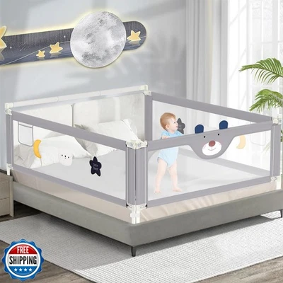 JWPEHOE 3-Piece Bed Rail for Toddlers with Headboard Rod, Adjustable Baby Bed - Image 1 of 4