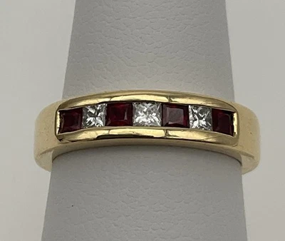 18K Yellow Gold .58cttw Ruby & Diamond Channel Set Band Ring - Image 1 of 4