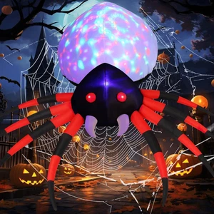 8 Fuß breite Halloween aufblasbare Spinne mit magischem Licht, Outdoor Blow Up Hof, Gar - Bild 1 von 6