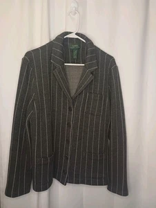 Ralph Lauren maglione donna merino blazer grande grigio lana Academia Heritage - Foto 1 di 8