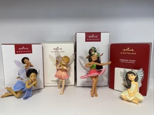 Hallmark Lot 4 Fairy Messengers Ornament Sweet Pea Freesia Iris Hibiscus - Picture 1 of 13