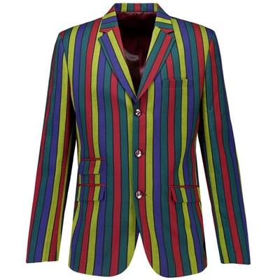 MADCAP MENS HENDRIX STRIPE BOATING BLAZER Mod 60s Psychedelic SUIT JACKET MC574 - Image 1 of 4