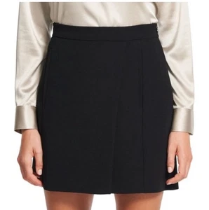 Theory Admiral Crepe Faux Wrap Skirt Black Size 4 Lined Career Mini - Picture 1 of 9