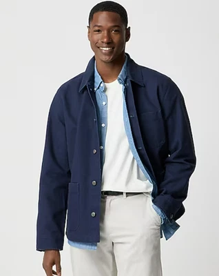 Mens J Crew Navy Chore Jacket Workwear Button Size Medium New - Image 1 of 3
