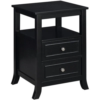 Convenience Concepts Melbourne Two-Drawer End Table in Black Wood Finish - Image 1 of 3