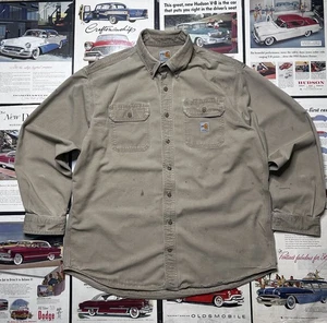 Carhartt FR Shirt Mens XL Khaki Flame Resistant Work Button Up CAT 2 FRS160 KHI - Picture 1 of 12