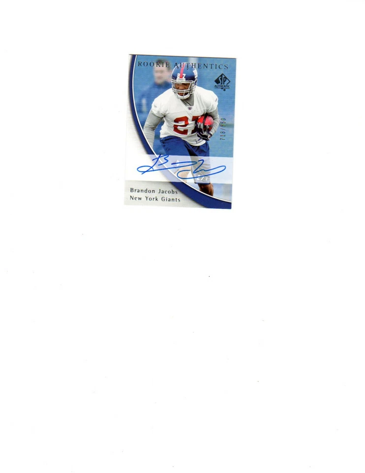 2005 SP Authentic Rookie Authentics Auto Brandon Jacobs 718/850! RaRe! - Image 1 of 1