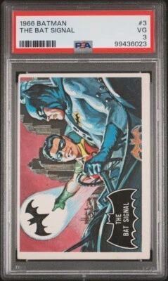 1966 Topps Batman Black Bat The Bat Signal #3 PSA 3 VG - Image 1 of 2