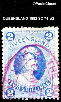 QUEENSLAND 1882 SC 74 QUEEN VICTORIA ULTRAMARINE 2/USADO SIN GOMA WM 68 SW F/VF #2 Foto 1 de 2