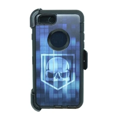 For Apple iPhone 6S Plus Case w/(Belt Clip fits Otterbox Defender) Blue Skull - Image 1 of 4