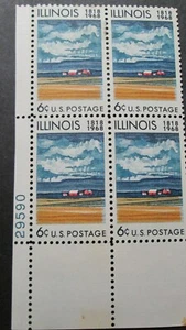 SCOTT 1369 Plate Block 6c Illinois 1818-1968, FREE SHIPPING ON COMBINED ORDERS - Picture 1 of 2