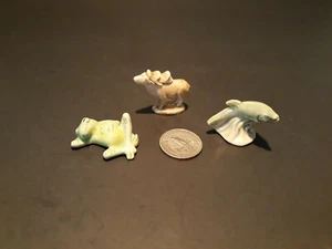 3 estatuillas miniatura rana, alce, pez - Imagen 1 de 4