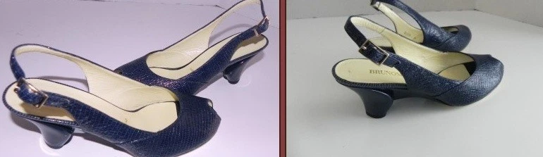 Bombas anabela Bruno Magli Ocean Lizard azul marinho peep toe slingback 6 - Imagem 1 de 1