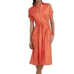 Untuckit Orange Shirt Dress Cotton Poplin Size 12 - Imagen 1 de 8