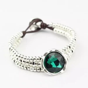 Handmade Uno STYLE De Único 50's Leather Bracelet GREEN (B100) - Picture 1 of 4