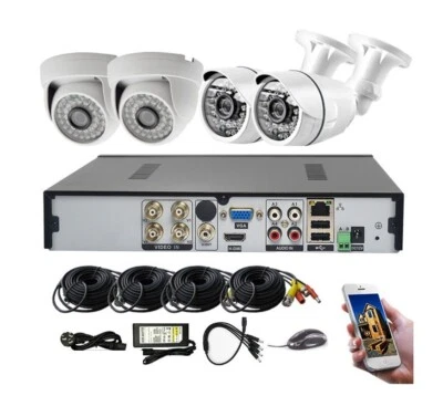 4CH DVR 1080P CCTV System with 4 Cameras Home Outdoor Indoor Security - Image 1 of 4