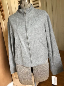 Vintage Ralph Lauren NWT tartan LABEL Grey Wool Bomber Jacket Size 8 - Picture 1 of 12