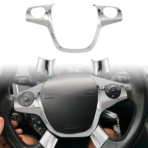 Steering Wheel Cover Trim for 12-14 Ford Focus MK3,13-15 Ford Kuga Glossy Silver - Picture 1 of 8