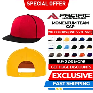 Pacific Headwear P820 100% Cotton Momentum Team Snapback Adjustable Cool Cap - Picture 1 of 23