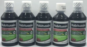 5PK Robitussin Cough + Chest Congestion Dm ~ 8 Fl Oz Each ~Raspberry ~ EXP 12/26 - Picture 1 of 2