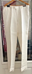 NWT CADINI ITALY Mens White Pleated Front Unhemmed Pants Size 38W - Picture 1 of 8