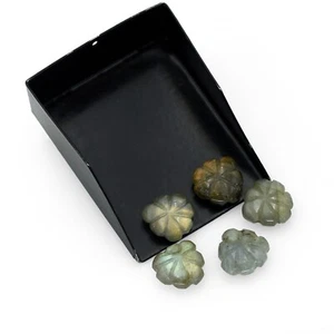 Blue Fire Labradorite Heart Shape Loose Gemstone 5X12X12 mm Heart Flower Carving - Picture 1 of 10