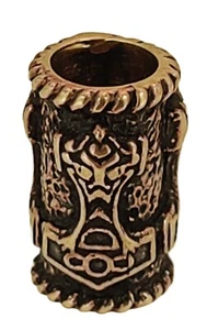 Bartperle Bronze Thorshammer Thor Hammer Mjölnir Haarperle 5mm Wikinger Nr. 1143 - Bild 1 von 8